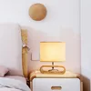 Lampada da tavolo con base in legno con paralume in tessuto nordico per soggiorno, camera da letto, comodino, lampada da lettura E27