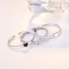 Modeschmuck-Ring, Drei-in-Eins-Kombination, abnehmbarer Schmuck, offener Ring, verstellbar, edding Verlobungs-Brautring-Set J141