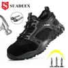 Suadeex Oddychający dla mężczyzn Anti-Smashing Steel Toe Cap Buty Instructible Bezpieczeństwa Work Works Sneakers Y200915