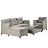 U STYLE Outdoor Terrasmeubilair Sets 4-delige Conversatieset Rieten Ratten Sectionele Sofa met Zitkussens US stock47902550