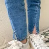 Jesień 27 lat dziewcząt moda podzielona chude dżinsy dzieci Allmatch Casual Slim Denim Spods F12083313268