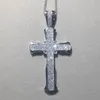 Luxus große 925 Sterling Silber exquisite Bibel Jesus Kreuz Anhänger Halskette für Frauen Kruzifix Charm Pave 360 Stück simulierter Diamantschmuck