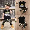 Nyfödda barn Barnkläder Pojkar Korta Ämne Toppar T-tröja Camo Pants 2PCS Outfits Ställ barnkläder 0-5 år