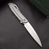 1Pcs New Design Flipper Folding Knife 8Cr13Mov Satin Drop Point Blade Stainless Steel Handle EDC Keychain Knives With Retail Box