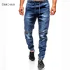 Mais novo Moda Hot Men's Long Straight Perna Slim Fit Fit Casual Elastic Foot Abertura Denim Calças Joelho Duplo Zipper Skinny Jeans Homens C1123