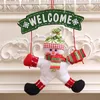 Välkommen Santa Snowman Porch Hangs Christmull Decoration Cartoon Figures Christmas Door Hang Wreath Festive Home Decor