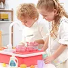 Barnkök leksaker Simulering Elektrisk diskmaskin Education Toys Mini Kitchen Food Play Play Cutting Rollspel Girls Toys LJ201009