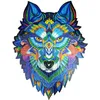 ユニークな木製の動物ジグソーパズル神秘的なオオカミのパズルギフト
