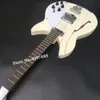 2022New 6String Profesyonel Sürüm Akustik Elektro Gitar, Beyaz Boya Yarı Hollow Çekirdek, 3 Parçalı Boyun, R-Köprü