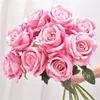 Enstaka stam flanell Rose realistiska konstgjorda rosor Dekorativa blommor för Alla hjärtans dag Bröllop Bridal Shower Home Garden T9i001746
