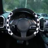 Steering Wheel Covers Fashion Plush Car Cover Universal 38cm Chessboard Print Elastic Auto Steering-Wheel Case Car-styling Accesso285A