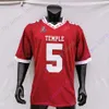 2021 Temple Owls Football Jersey NCAA College Russo Muhammad Wilkerson D'Wan Mathis Edward Saydee Justin Lynch Jose Barbon Randle Jones Davis Jadan Blue Maijeh