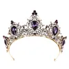 Clips de cheveux Barrettes Purple Vintage Crown Bride Wedding Bridal Tiara Band Band Hoop Righestone Stone Luxury Charms Jewelry Glow Fashion 16F