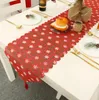 Säckväv jultryck bordslöpare bordsduk med tofsar Rustik semester bordslinne löpare inomhus utomhus fest bordstablett dekorationer