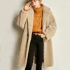 PUDI NIEUWE Women Fashion Real Sheep Fur Over Coat Girl Leisure Solid Teddy Color Jacket Over Size Parkas CT817 201016