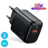 Szybkie szybkie ładowanie 20W PD Portable Ładowarka ścienna Adapter dla iPhone Samsung Galaxy Telefon komórkowy Tablet PC