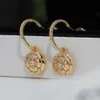 Stud New Fashion Jewelry S925 Sterling Silver Champagne Gold Camellia Rose Earrings Elegant Lady Women's Ear R230619