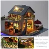 Cutebee DIY Puppenhaus Holzpuppenhäuser Miniatur Puppenhaus Möbelset Spielzeug für Kinder Neujahr Weihnachtsgeschenk Casa TC4 201217