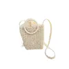 2020 Nyaste Hot Summer Ladies Handgjorda Rattan Ring Straw Bag Woven Crossbody Beach Bags Square Handväskor