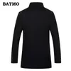 BATMO new arrival high quality 60 wool natural mink fur collar thicked trench coat men 90 white duck down liner LJ201110