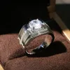 Mannen Ringen voor Bruiloft Verloving Glanzende Zirconia Eenvoudige Elegante Ontwerp Mannelijke Huwelijk Ringen Klassieke Sieraden