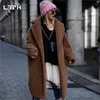 LTPH 2020冬の新しい到着のファッションカジュアルな単純な色の実物の毛皮のコート女性の厚い子羊の髪長袖カシミヤのジャケット