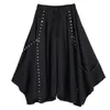 Men Ribbon Dark Black Wide Leg Pants Male Women Japan Punk Gothic Harem Trousers Kimono Skirt Pants 201110