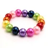10mm Handmade Colorful Pearl Beaded Strands Charm Bracelets Elastic Jewelry For Kids Girl Children Birthday Party Decor