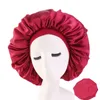 Kobiety Solidne Kolor Bonnet Beanie Night Sleep Caps Satin Soft Extra Duże głowy Headwrap Hair Care Hat Hat