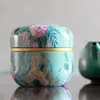 Metal Tin Tea Box Flower Pattern Candy Cookie Container Tea Jar Cans Case Round Shaped Tinplate Storage Box EEF3538