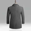 Casaco masculino de lã outono inverno meio longo mistura de lã jaqueta casual casaco masculino de lã cinza/preto/vinho tinto