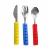 Creativo colorato manico in silicone set di stoviglie in acciaio inossidabile cartone animato portatile da viaggio posate coltello forchetta cucchiaio regalo da picnic per bambini