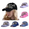 Nya Diamond-Studded Baseball Caps Women Flower Snapback Cap Kvinna Diamond Sun Viselser Mössor Golden Silk