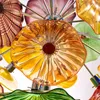 Modern Çiçek Kolye Işık Fikstür Çok Renkli Üflemeli Cam Plaka Avize Lamba Dekoratif Tavan Avizeleri Asılı LED Aydınlatma