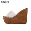 Nxy Lady Sandals Eillken-Sandalias de Cuña Con Plataforma Transparente Para Mujer, Zapatos Tacón Alto A, Talla 34-40, 2022 0126