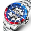 Мужские часы -наручные часы Chenxi Blue Bezel Dial Аналоговый нержавеющая сталь Dial Высококачественная автоматическая дата 001 Механические автоматические часы подарок для мальчика Cumr