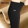 Super warme Frauen Winter Bleistift Pants verdicken Fleece Hose Weibliche Schwarz blau grau hohe Taille Stretch Pants Warme Samt Legging 201118