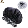 New Silk Night Cap Hat Double Side Wear Mulheres Cabeça Cabeça Tampão Cap Catin Capo De Cetim Para Bonito Cabelo-Despertar Perfeito Diário GD1069