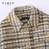 Vimly Coats and Jackets For Women Winter Plaid Wool Coat Fashion Turn Down Collar Single Breasted Thick Female Overcoat 30289 201215
