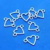 100st Antik Silver Heart Link Connector Connectors Pendant Charms för halsband Smycken Gör fynd 24x16mm