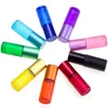 5ml Frosted Glass Essential Oil Bottles Refillable Stainless Roll On Cosmetic Colorful Empty Travel Refillable Roller Bottle