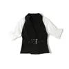 Womens Set Tops+pant Organza Short Sleeve Business Two Piece Set Elegant High-end Lady Blazer Pants Set