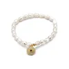 Barock Frhwater Pearl Beads Armband Guldplätering Zirconia Hand EY Pearl Armband