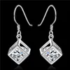 Cube white stone sterling silver plated earrings size 30CM11CM DMSE583 gift 925 silver Plate earring Dangle Chandelier1890302