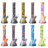 10 "Bécher En Verre Bong Dab Plate-Forme Pétrolière 4mm d'épaisseur Couleur Narguilés Impression Conduites D'eau Recycleur Bubbler tuyau de fumée