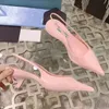 Nouveaux modèles originaux P marque de créateur de luxe sandales pointues dernière mode femmes en cuir véritable bouche peu profonde talons hauts sandale chaussures habillées chaussures prads