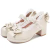 AGODOR Black Lolita Shoes Mary Jane Shoes for Women High Heels Platform Pumps Block Heels Shoes Woman Pink Big Size 42 43 44 45 Y200702