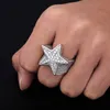 Mens Women Hip Hop Ring Full Bling CZ Diamond Star Ring Jewelry Punk Male Women Finger Rings Nice Gift