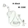 Glass Hookah Recyler Bong/Rig Bubbler for smoking 8inch Height with 14mm female and bowl 320g weight BU017