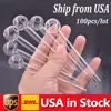 Local Warehouse Pyrex Glass Oil Burner Pipe 4inch Lenght Bubbler Smoking Water Pipes hand adapter for Dab Rig Bong 100pcs/lot